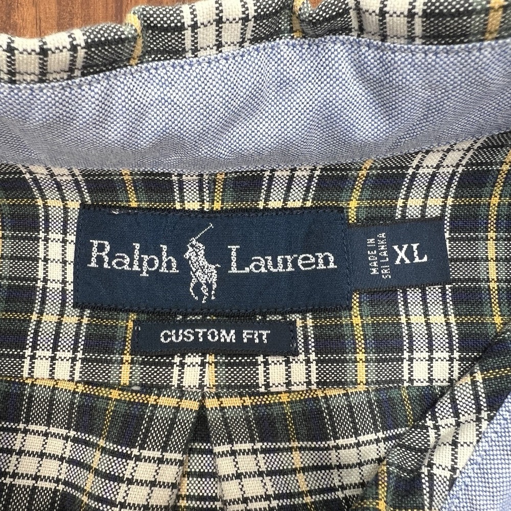 Ralph Lauren Custom Fit Plaid Button Down Shirt Men's XL Blue Green Yellow - Picture 12 of 16